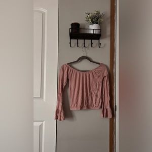 Kendall and Kylie Pink Blouse Crop Top